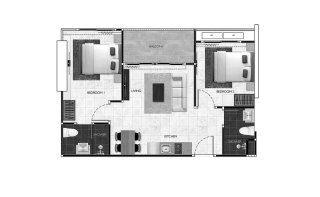 Планировка квартиры 2 спальни в ЖК Arcadia Millennium Tower № 11009