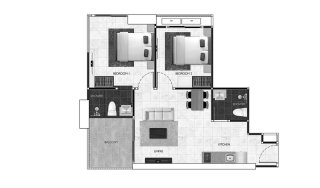 Планировка квартиры 2 спальни в ЖК Arcadia Millennium Tower № 11010