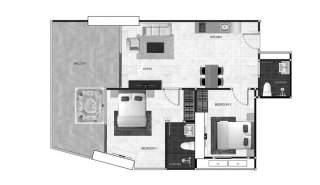 Планировка квартиры 2 спальни в ЖК Arcadia Millennium Tower № 11011